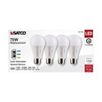 SATCO Lighting S11776 12W A19 LED, Medium Base, CCT Selectable, White Finish, 90 CRI, 120V, 4 Pack