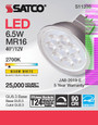 SATCO Lighting S11336 6.5W, MR16 LED, 2700K, GU5.3 Base, 40 degree Beam Angle, 12V