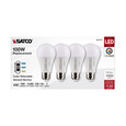 SATCO Lighting S11777 14W A19 LED, Medium Base, CCT Selectable, White Finish, 90 CRI, 120V, 4 Pack