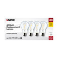 SATCO Lighting S12460 5W A19 LED, Clear, 2700K, Medium Base, 120V, 4-Pack