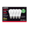 Satco Lighting SAT-S11423 14 Watt A19 LED - 3000K - Dimmable - Medium base - 230 deg. Beam Angle - 4-pack