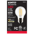 SATCO Lighting S21221 5.5W G16.5 LED, Clear, Medium Base, 90 CRI, 3000K, 120V