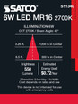 SATCO Lighting S11340 6W, MR16 LED, 2700K, GU5.3 Base, 40 degree Beam Angle, 24V