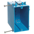 Thomas & Betts B120R 20 cubic inch PVC old work electrical outlet box with nail-in mounting wings, blue