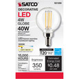 Satco Lighting SAT-S21205 4 Watt G16.5 LED - Clear - Candelabra base - 90 CRI - 3000K - 120 Volt