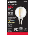 Satco Lighting SAT-S21205 4 Watt G16.5 LED - Clear - Candelabra base - 90 CRI - 3000K - 120 Volt