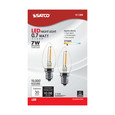 SATCO Lighting S11308 0.7W LED, C7, Clear, 2700K, Candelabra Base, 120V, Carded 2 Pack