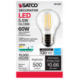 SATCO Lighting S21222 5.5W G16.5 LED, Clear, Medium Base, 90 CRI, 4000K, 120V