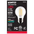 SATCO Lighting S21222 5.5W G16.5 LED, Clear, Medium Base, 90 CRI, 4000K, 120V