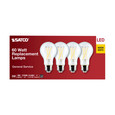 SATCO Lighting S12462 8W A19 LED, Clear, 2700K, Medium Base, 120V, 4-Pack