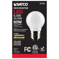 SATCO Lighting S21223 5.5W G16.5 LED, White, Medium Base, 90 CRI, 2700K, 120V