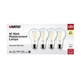 SATCO Lighting S12463 8W A19 LED, Clear, 3000K, Medium Base, 120V, 4-Pack