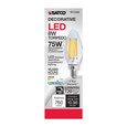 SATCO Lighting S11344 8W C11 LED, Clear Finish, Candelabra Base, 4000K, 90 CRI, 800 Lumens, 120V