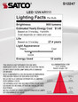 SATCO Lighting S12247 12W, AR111, COB LED, 900 Lumens, G53 Base, 80 CRI, 3000K, 12V, 36 Degree, Floodlight Bulb