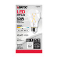 Satco Lighting SAT-S12416 8 Watt LED A19 - Clear - Medium Base - 3500K - 90 CRI - 120 Volt