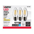 SATCO Lighting S21368 4W B11 LED, Clear, Medium Base, 90 CRI, 2700K, 120V, 3-Pack