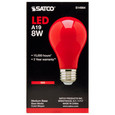 SATCO Lighting S14984 8W A19 LED, Ceramic Red, Medium Base, 360 degree Beam Angle, 120V