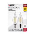 Satco Lighting SAT-S21846 5.5 Watt CA10 LED - Clear - Candelabra Base - 2700K - 500 Lumens - 120 Volt - 2-Pack
