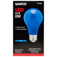 SATCO Lighting S14985 8W A19 LED, Ceramic Blue, Medium Base, 360 degree Beam Angle, 120V