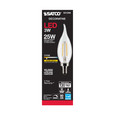 SATCO Lighting S21294 3W CA10 LED, Clear, Candelabra Base, 90 CRI, 2700K, 120V