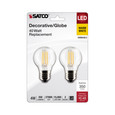 SATCO Lighting S21815 4W G16.5 LED, Clear, Medium Base, 2700K, 350 Lumens, 120V, 2-Pack