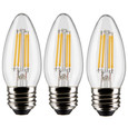 SATCO Lighting S21369 4W B11 LED, Clear, Medium Base, 90 CRI, 3000K, 120V, 3-Pack