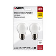 SATCO Lighting S21816 4.5W G16.5 LED, White, Medium Base, 2700K, 350 Lumens, 120V, 2-Pack