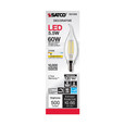 SATCO Lighting S21304 5.5W CA10 LED, Clear, Candelabra Base, 90 CRI, 2700K, 120V