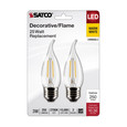 SATCO Lighting S21848 3W CA10 LED, Clear, Medium Base, 2700K, 250 Lumens, 120V, 2-Pack