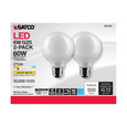 SATCO Lighting S21247 6W G25 LED, White, Medium Base, 90 CRI, 2700K, 120V, 2 Pack