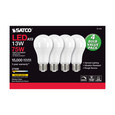 SATCO Lighting S11454 13W A19 LED, 2700K, Dimmable, Medium Base, 230 degree Beam Angle, 4-Pack
