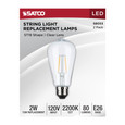 SATCO Lighting S8053 Replacement LED String Light Lamp, 2 Watts, ST19, 2200K, Clear, 120V, Medium Base, 2-Pack