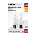 SATCO Lighting S21853 5.5W CA10 LED, Frosted, Medium Base, 2700K, 500 Lumens, 120V, 2-Pack