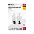 SATCO Lighting S21838 5.5W B11 LED, Frosted, Medium Base, 2700K, 500 Lumens, 120V, 2-Pack