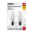 SATCO Lighting S21854 5W BT15 LED, Clear, Medium Base, 2700K, 450 Lumens, 120V, 2-Pack