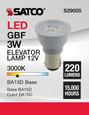 SATCO Lighting S29005 3W, ALR12 LED, 3000K, Double Contact Base, 12V