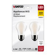 SATCO Lighting S21874 5.5W A15 LED, Frosted, Medium Base, 2700K, 450 Lumens, 2-Pack
