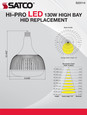 SATCO Lighting S23114 130W, LED HID Replacement, 4000K, Mogul extended Base, Type B Ballast Bypass, 120-277V, Dimmable