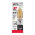 SATCO Lighting S9986 3.5W Torpedo CTA LED, Amber, Candelabra Base, 2000K, 300 Lumens, 120V