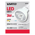 SATCO Lighting S9281 3W, LED, MR11, 3000K, 25 degree beam spread, 25000 Avg Rated Hours, 210 Lumens, GU4 Base, 12V AC/DC