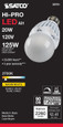 SATCO Lighting S8791 20W LED A21, High lumen output, 2700K, Medium Base, 120V, 90 CRI, Dimmable