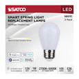 Satco Lighting SAT-S8051 Replacement LED String Light Lamp - 1 Watt - S14 - Tunable White - Frosted - Starfish IOT - 12 Volt - Medium Base - 2-Pack