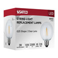 SATCO Lighting S8052 Replacement LED String Light Lamp, 2 Watts, G25, 2200K, Clear, 120V, Medium Base, 2-Pack