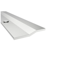 Pemko 3572 offset security bar astragal in satin stainless steel finish, 3/16" x 2-1/4" cross-section, showing offset profile and magnetic door stop