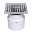 OATEY 72268 4" PVC General Purpose Pipe Fit Drain w/ 6" Cast CHR Grate & Square Top