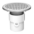 OATEY 72317 3" or 4" PVC General Purpose Pipe Fit Drain w/ 5" Cast NI Grate & Round Top
