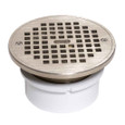 OATEY 72339 4" PVC General Purpose Hub Fit Drain w/ 6" Cast NI Grate & Round Top