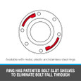 OATEY 43494 3 in. x 4 in. ABS Closet Flange with Stainless Steel Ring without Test Cap