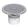OATEY 72388 4" PVC General Purpose Pipe Fit Drain w/ 10" Cast CHR Grate & Round Top