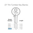 Accentra RN11, 6-Pin Control Key Blank, .51 Pin Tumbler